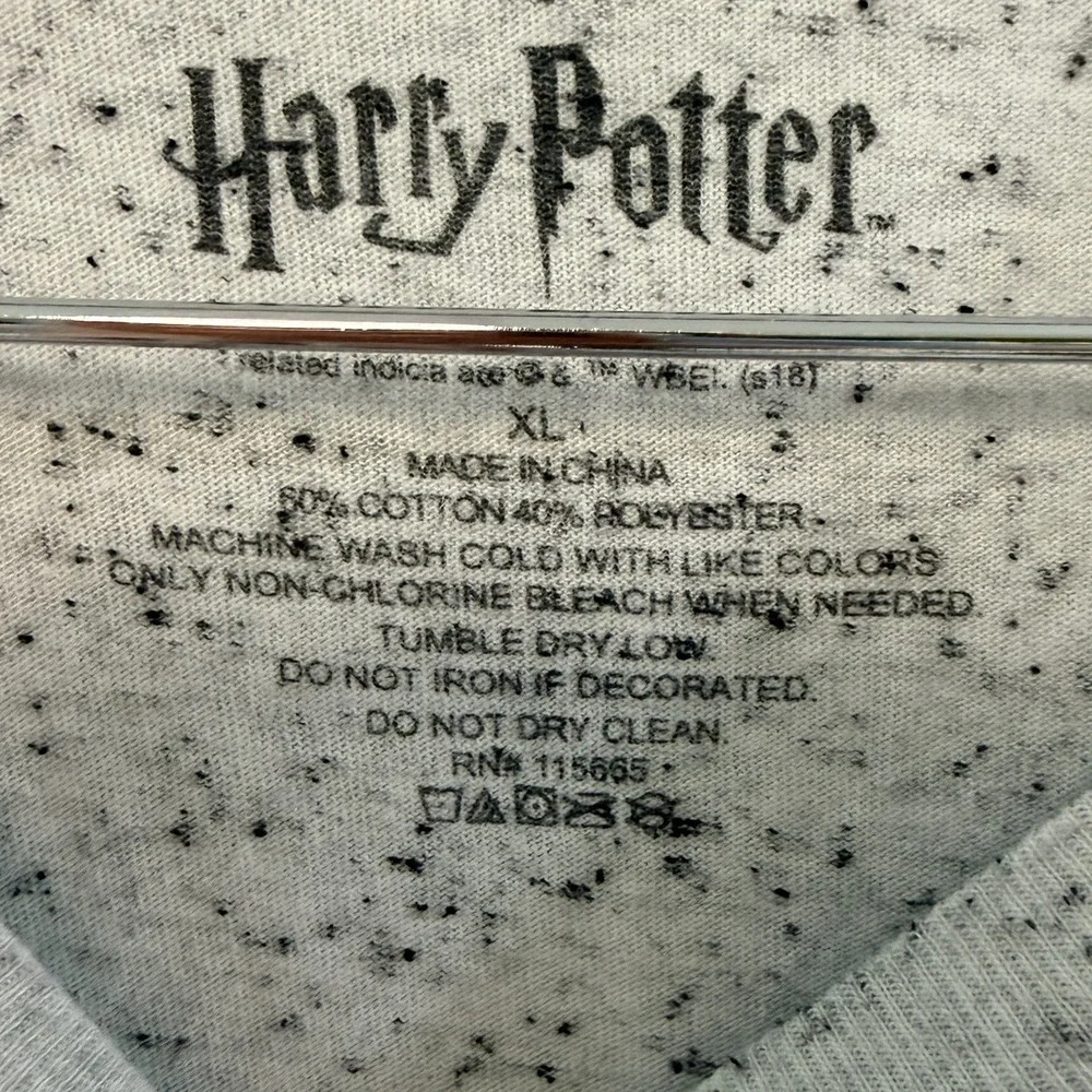 Harry Potter Womens Dark Mark T-Shirt Death Eaters Skull & Snake Graphic XL Gray